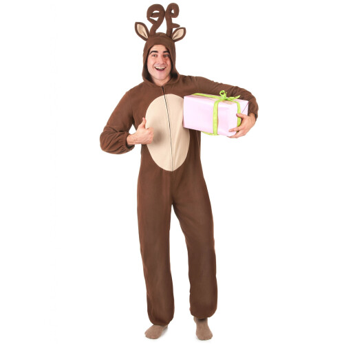 Rubies Men's reindeer hooded jumpsuit 1