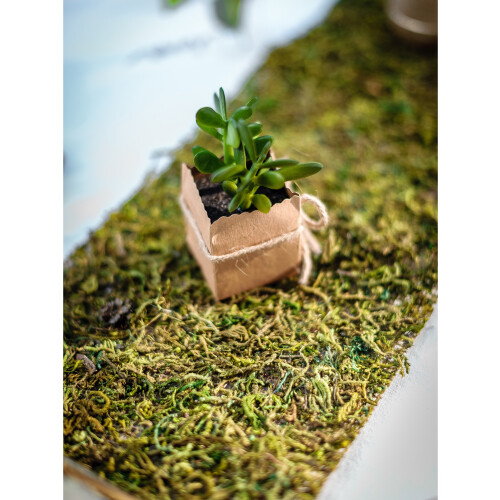 Rubies White fabric and moss plant table runner 20 cm x 2 m 2