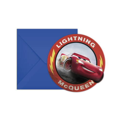Rubies 6 Cars 3 Invitation Cards with Envelopes