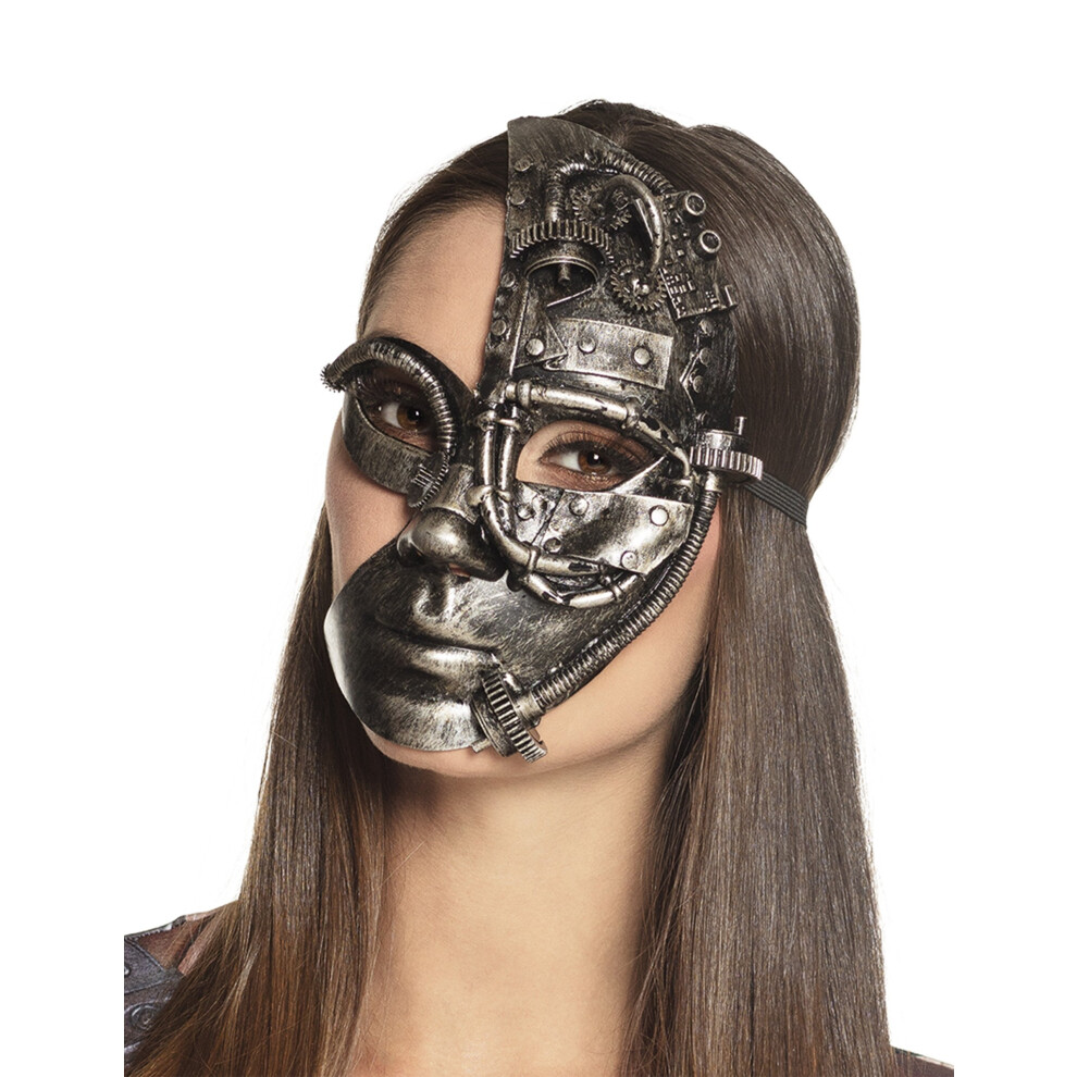 Rubies Steampunk Robot Half Mask For Women Black/Silver