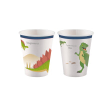 8 Large Dinosaur Paper Cups 250 ml
