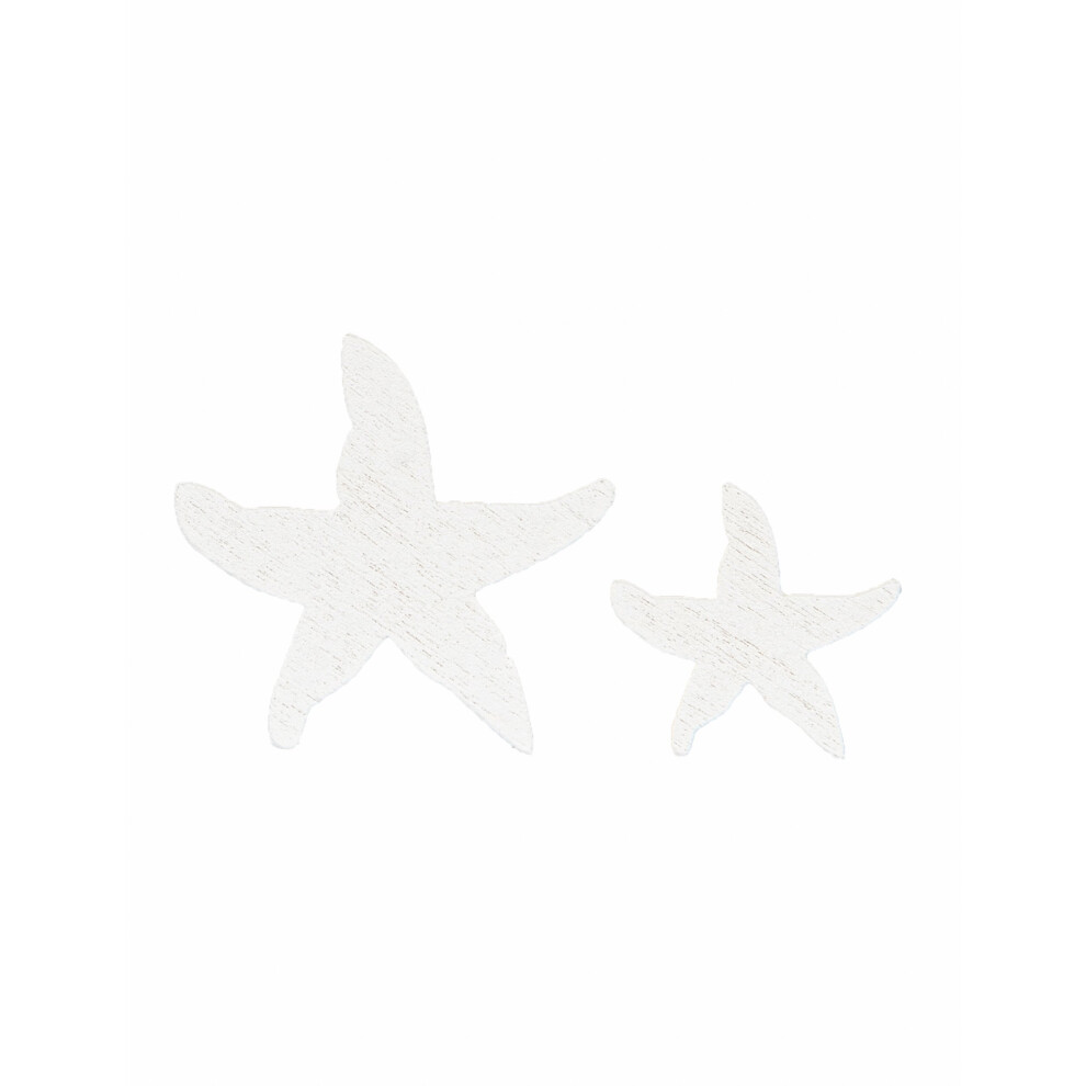 12 White Starfish Wooden Confetti 3 and 2 cm