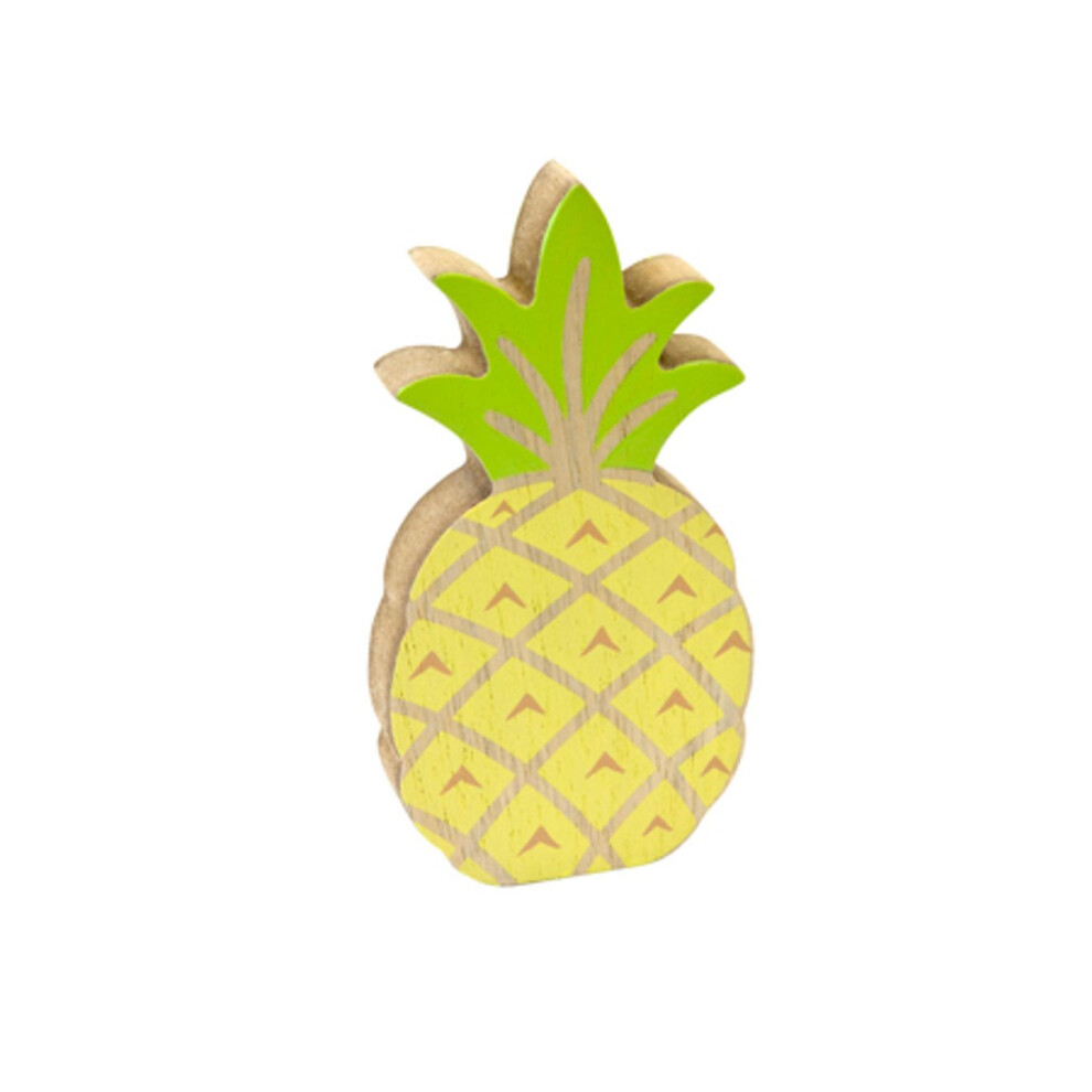 Yellow and green wooden pineapple decoration 12 cm-image-OPC-PJ9WK5W-NEW