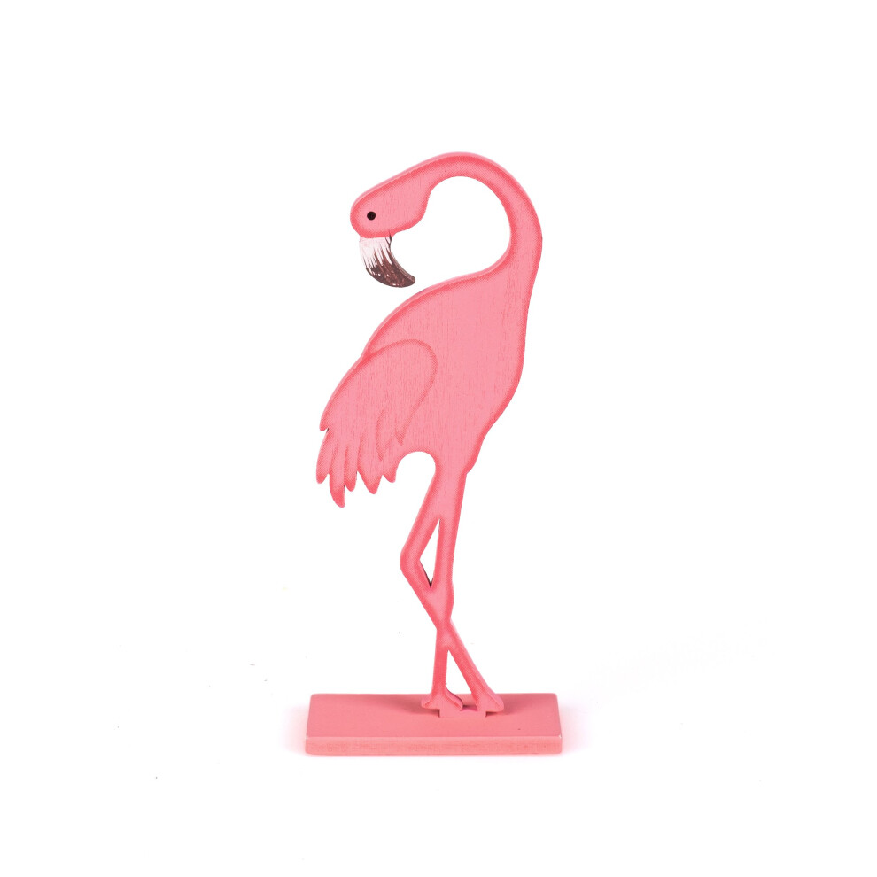 Rubies Wooden Flamingo On Pink Base 15 Cm