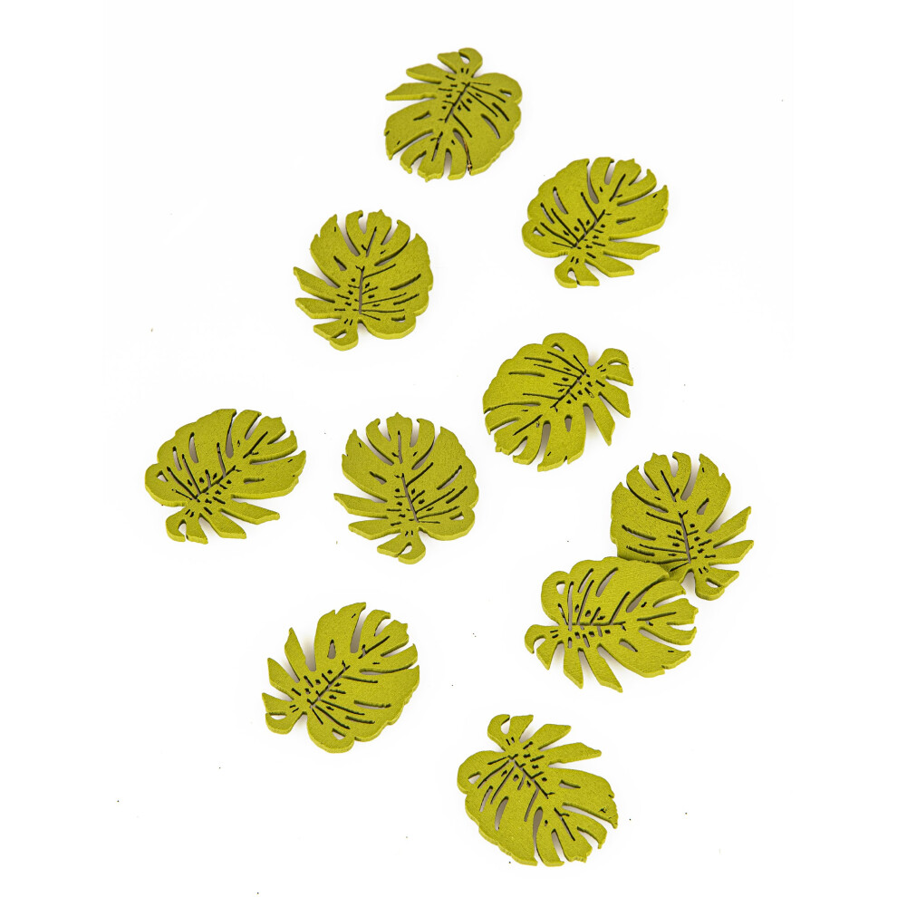 10 Wooden confetti tropical leaves 4 cm