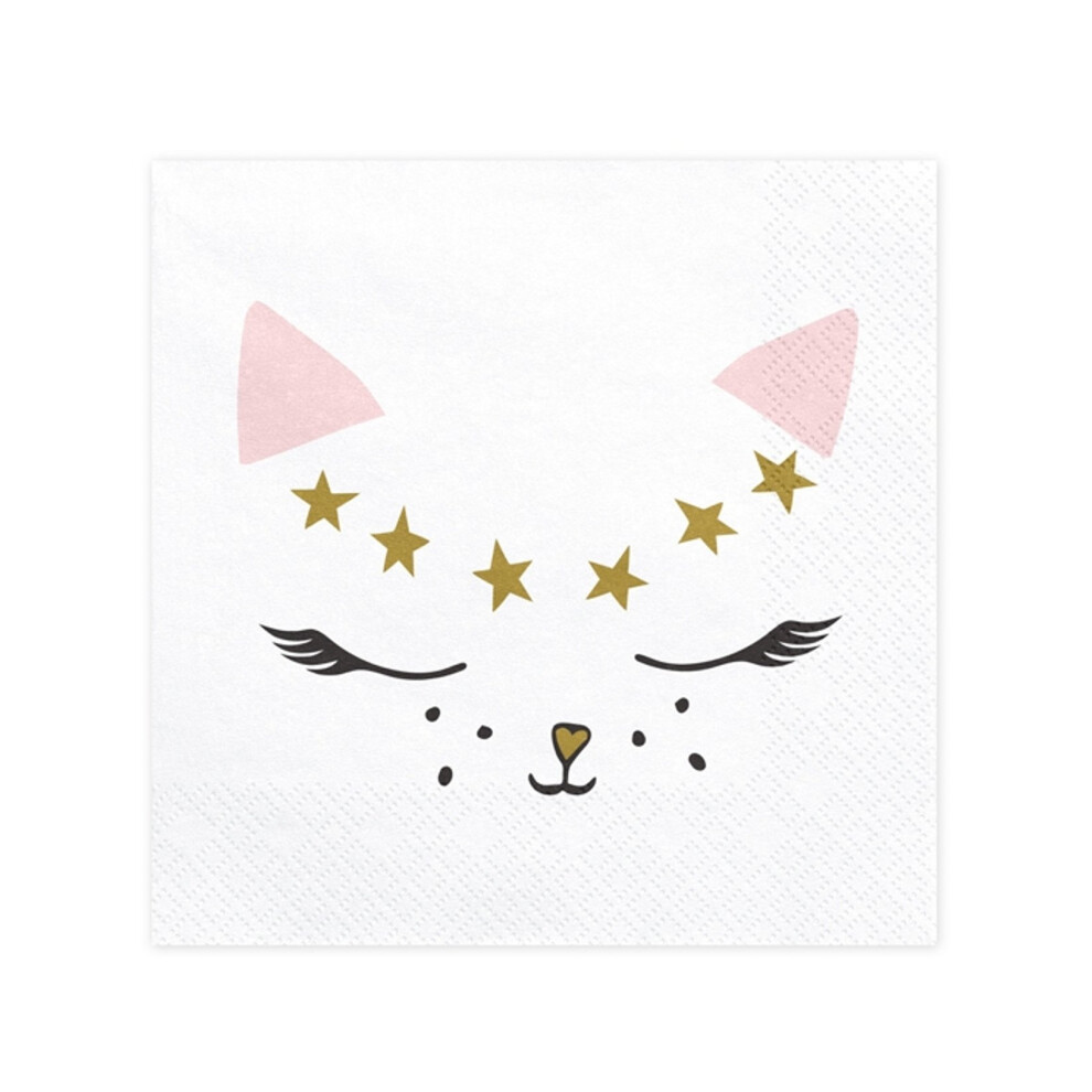 Rubies 20 Kitten Paper Napkins 33 X 33 Cm White