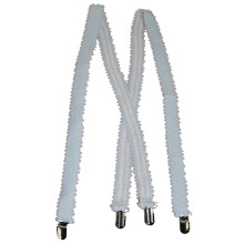 Adult white sequin suspenders
