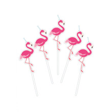 5 Flamingo Party Candles on Picks 3 cm