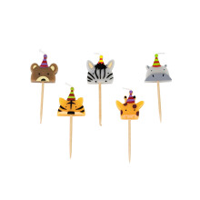 5 Wild Animal Candles 2.5 x 2.5 cm