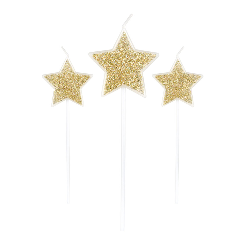 Rubies 3 Candles On A Champagne Glitter Star Pick 11 Cm