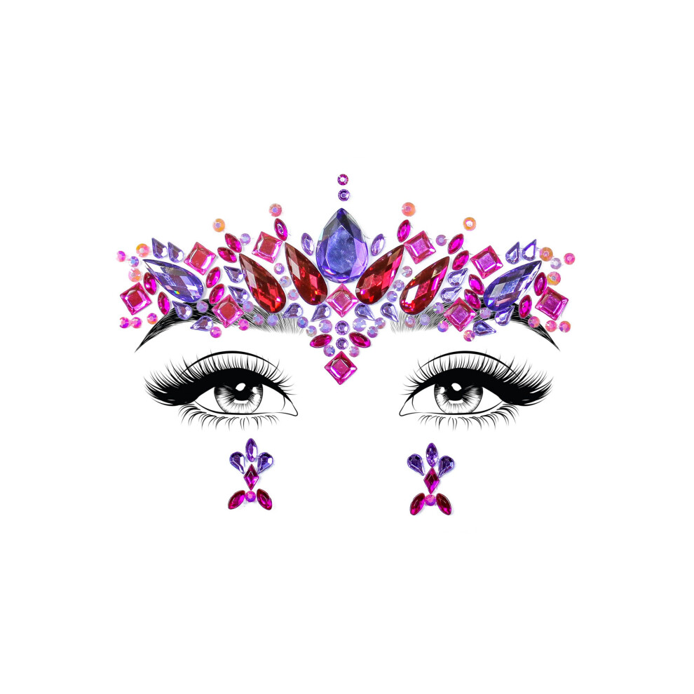 Rubies Elektra Adhesive Face Jewelry Purple/Pink/Red