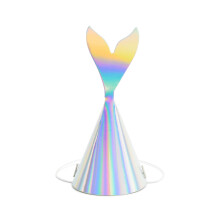 6 Holographic Mermaid Tail Party Hats 8 x 18 cm