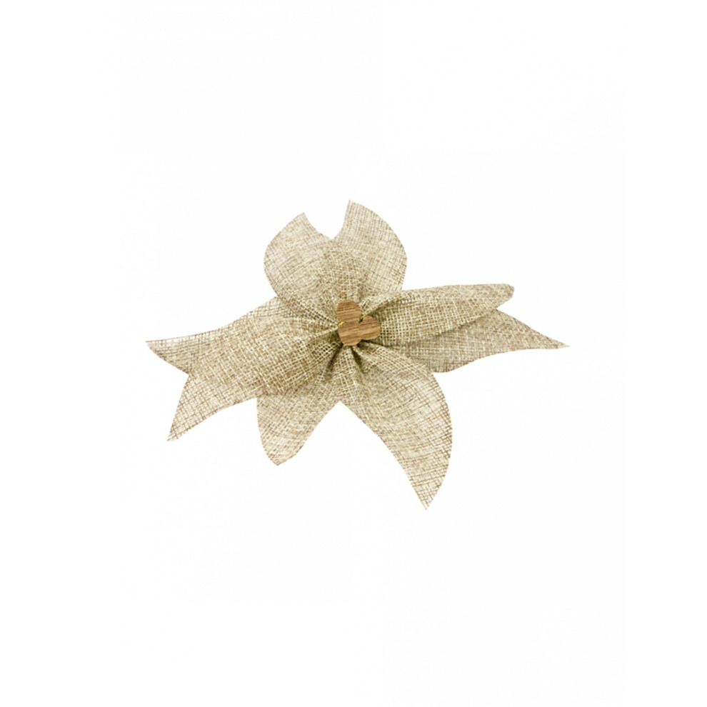 Rubies 15Cm Canvas Poinsettia Bow With Wooden Bead