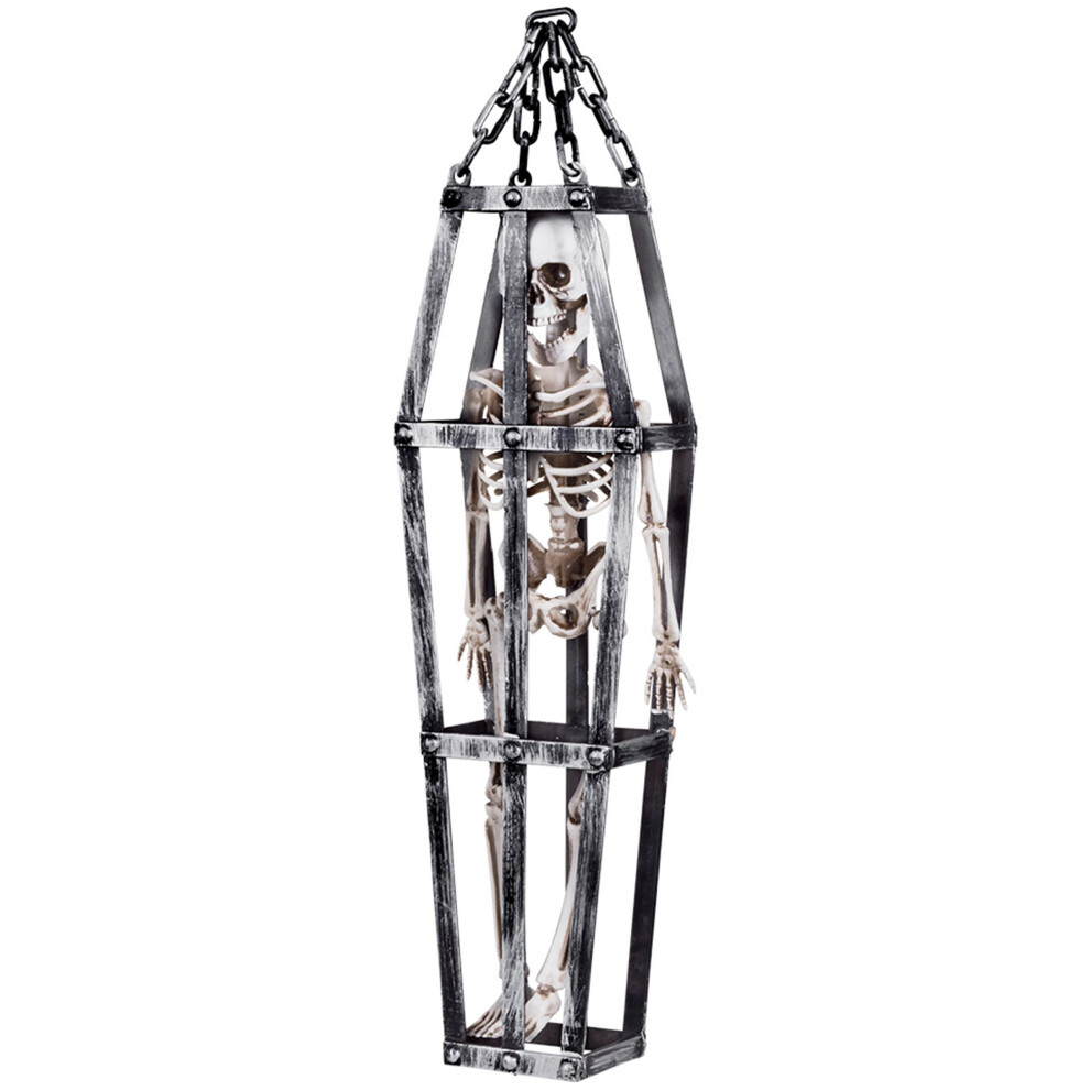 New Rubies Hanging Decoration Skeleton In Cage 50 Cm