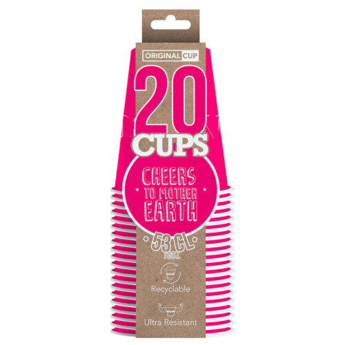 Rubies 20 American pink recyclable cardboard cups 53 cl 1