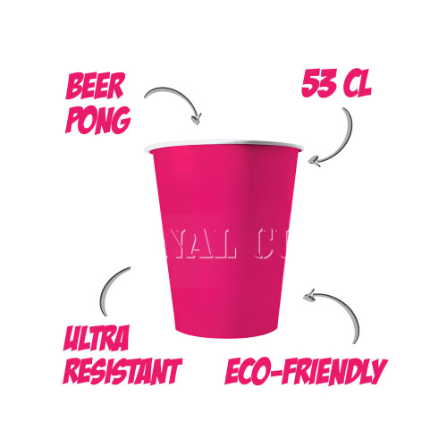 Rubies 20 American pink recyclable cardboard cups 53 cl 2