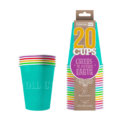 Rubies 20 American Summer recyclable cardboard cups 53 cl 1