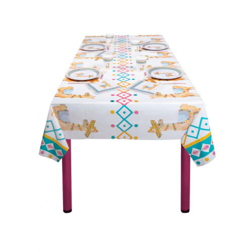 Rubies White llama plastic tablecloth 130 x 180 cm 2