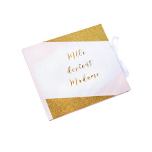 Guestbook Miss becomes Mrs. pink, white and gold 22 x 19 cm