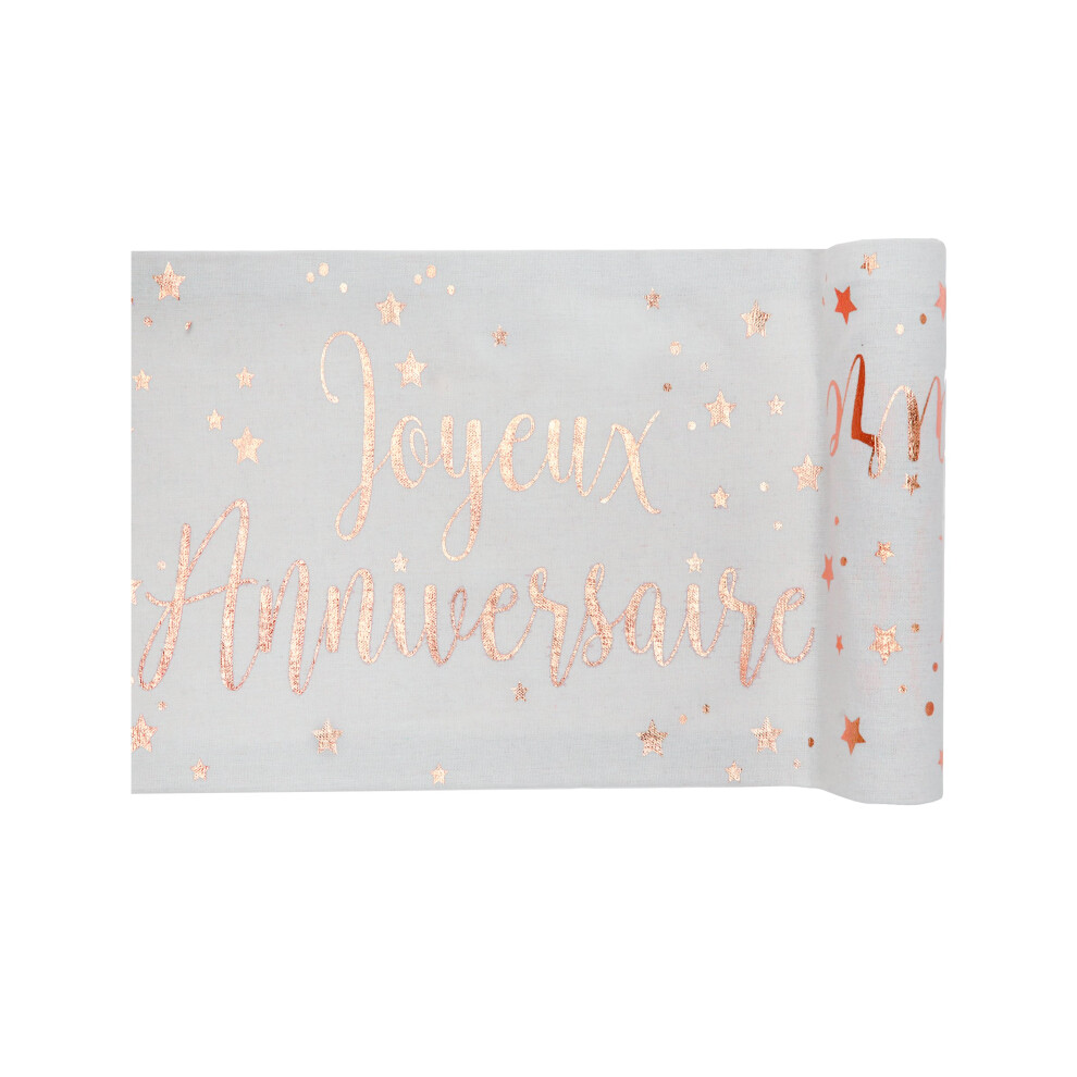 Rubies Rose Cotton Birthday Table Runner 3M X 28Cm Gold