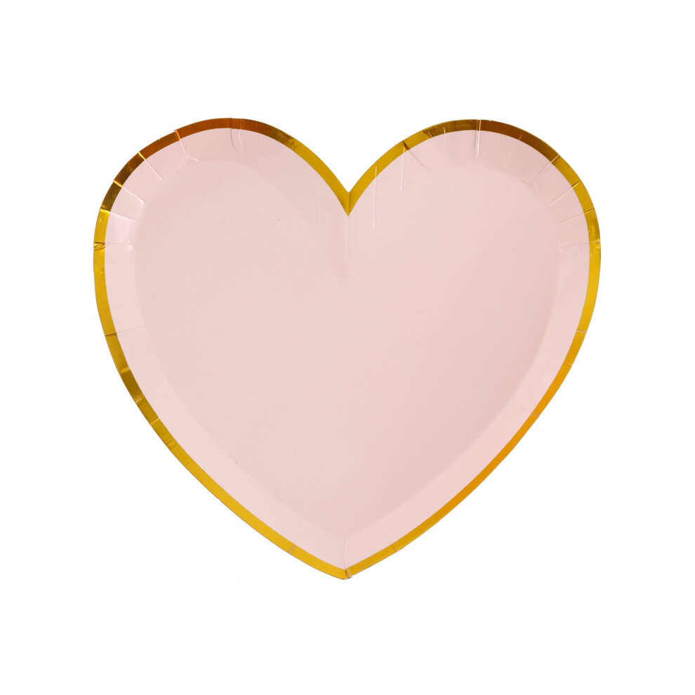 Rubies 10 And Heart-Shaped Cardboard Plates 22.5 X 20 Cm Pink/Gold