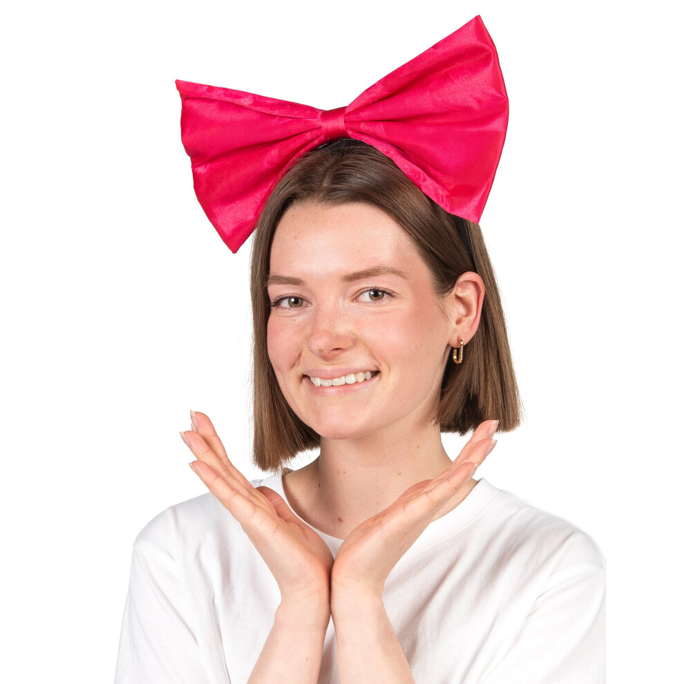 New Rubies Women's Adult's Large Neon Bow Headband Pink