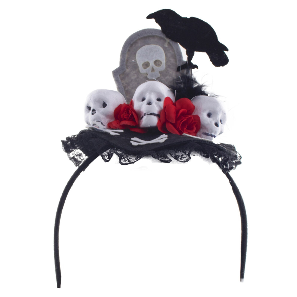 New Rubies Women's Day Of The Dead Raven Headband Black