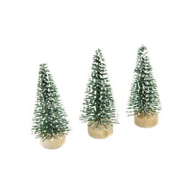 3 Small green artificial fir trees 5 cm