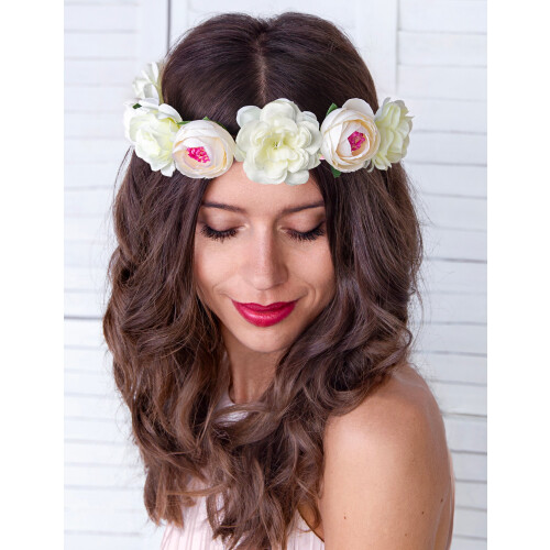Rubies White flower crown 17 cm 1