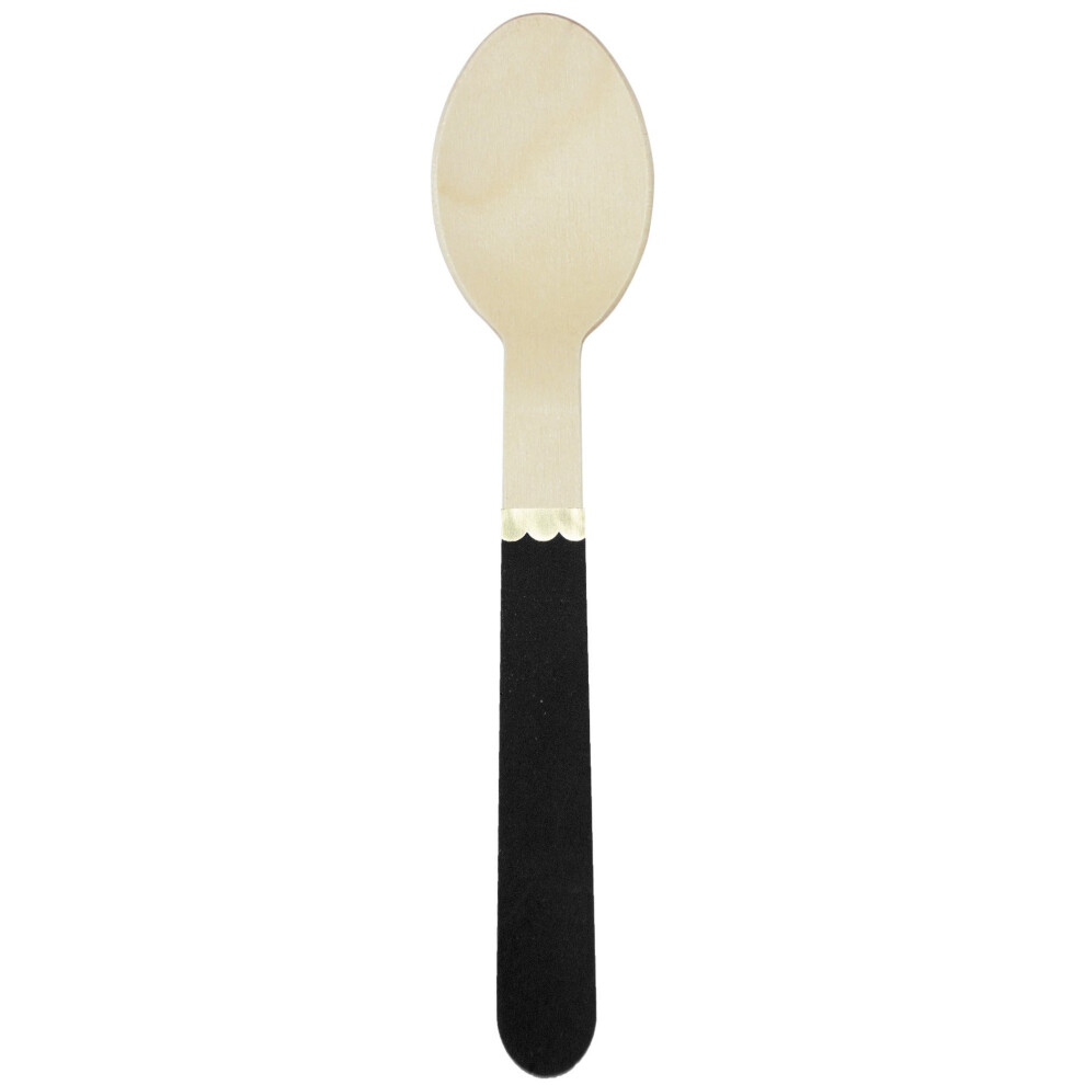 8 Small black wooden spoons 16 cm