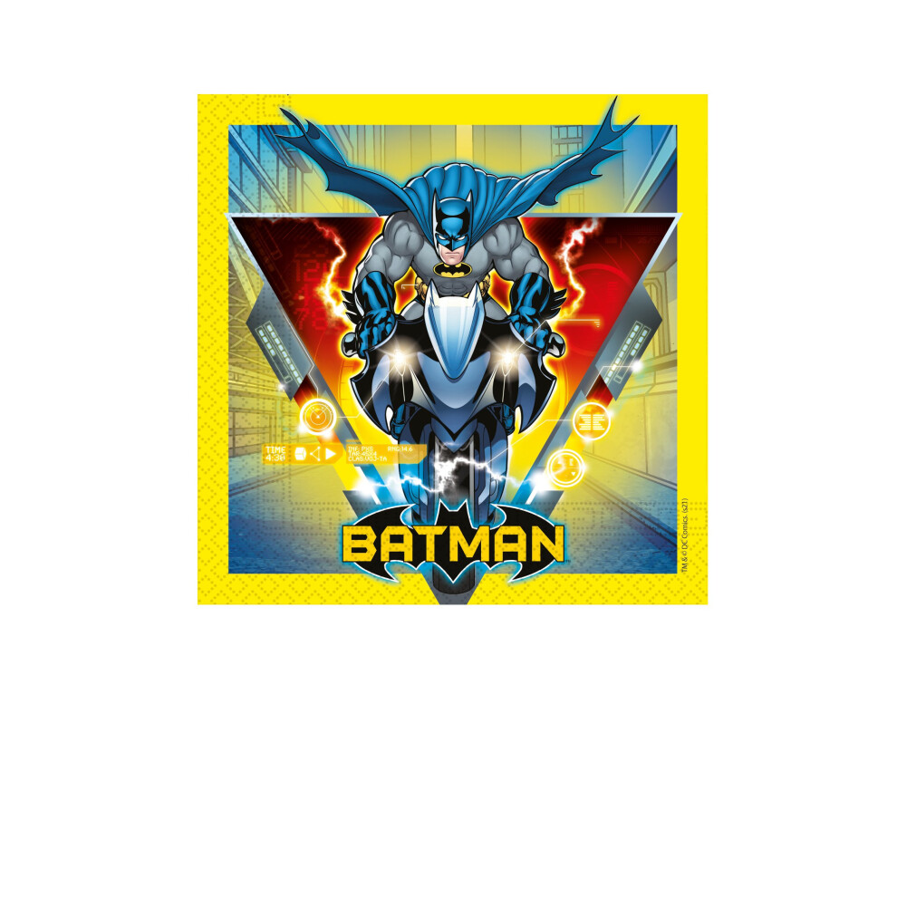 Rubies 20 Yellow Batman Paper Napkins 33 X 33 Cm