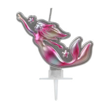 Pretty pink and silver mermaid candle 14 x 10 cm