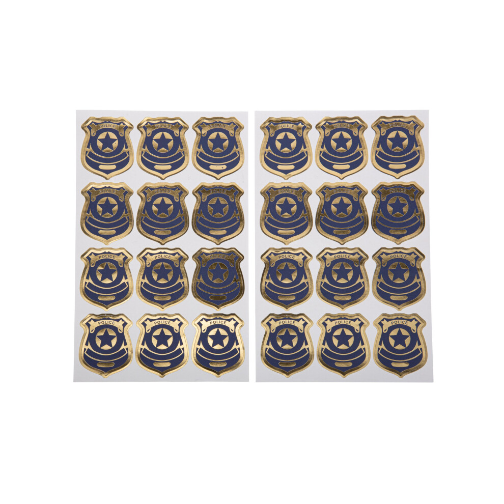 Rubies 24 Navy And Gold Police Badge Stickers 4 Cm Blue,Gold
