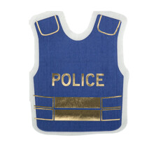 16 Navy and Gold Police Paper Napkins 32 x 26 cm