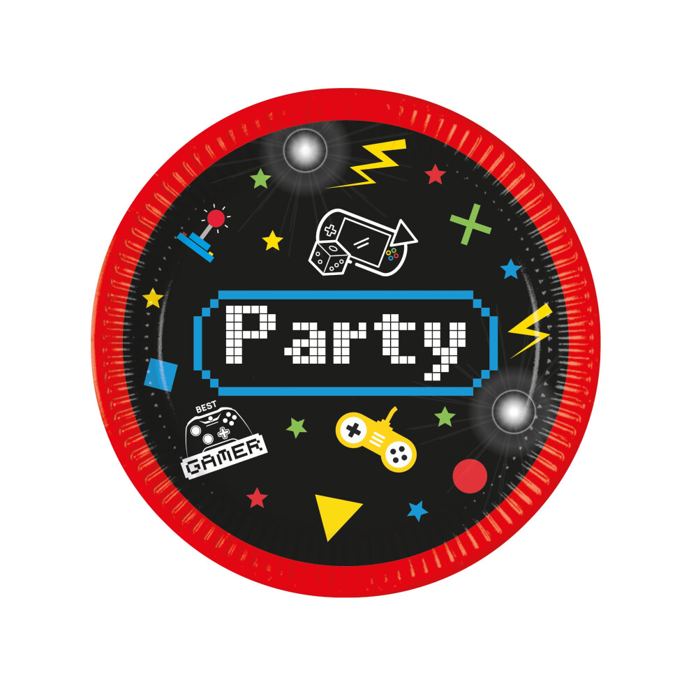 Rubies 8 Gaming Party Paper Plates 23 Cm