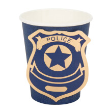 8 Navy and gold police paper cups 255 ml