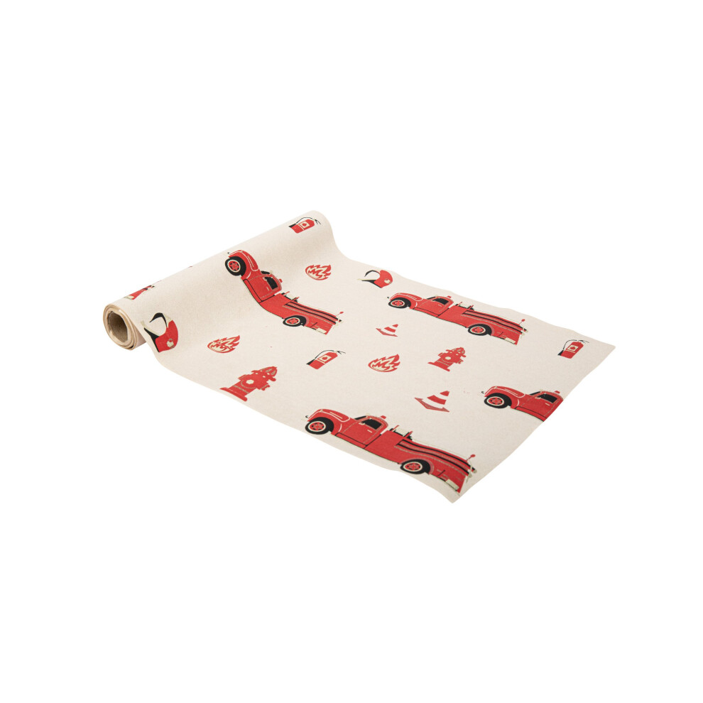 Rubies Red And Gold Firefighter Suede Table Runner 28 Cm X 3 M
