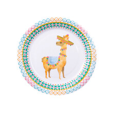 6 White Llama Paper Plates 23 cm