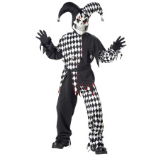 Black and white evil joker costume for children