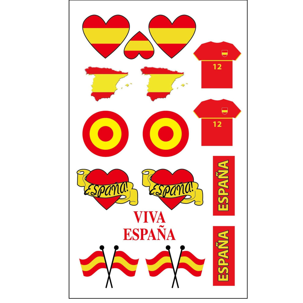 Rubies Temporary Tattoos Support Spain Yellow/Red