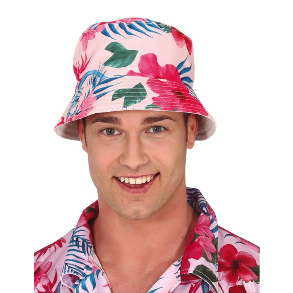 Rubies Adult Hawaiian Flower And Flamingo Print Bob Pink/Blue