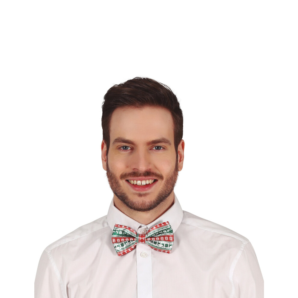 Rubies Adult Christmas Pattern Bow Tie Green/Red/White