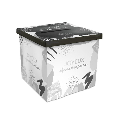 Rubies White and silver happy birthday cardboard ballot box