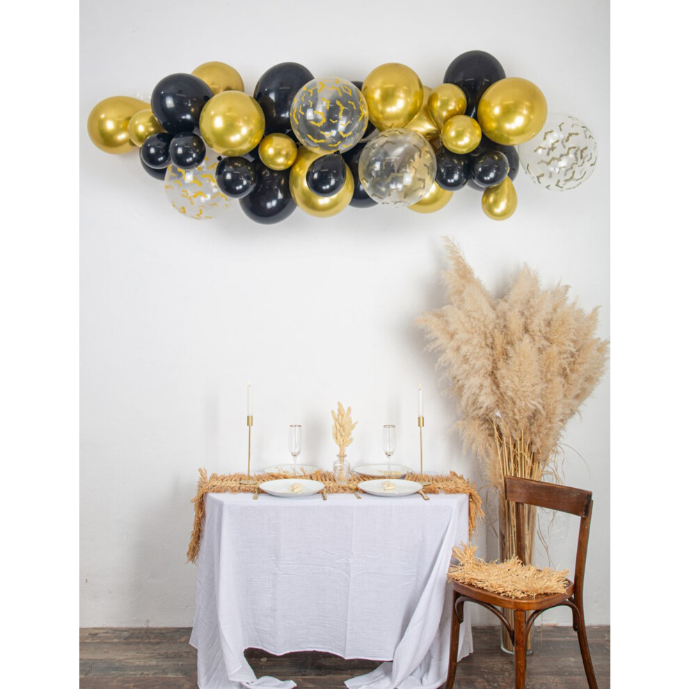 Rubies 34 Halloween Balloon Arch Kit Black, Gold And Clear With Bats Black,Gold