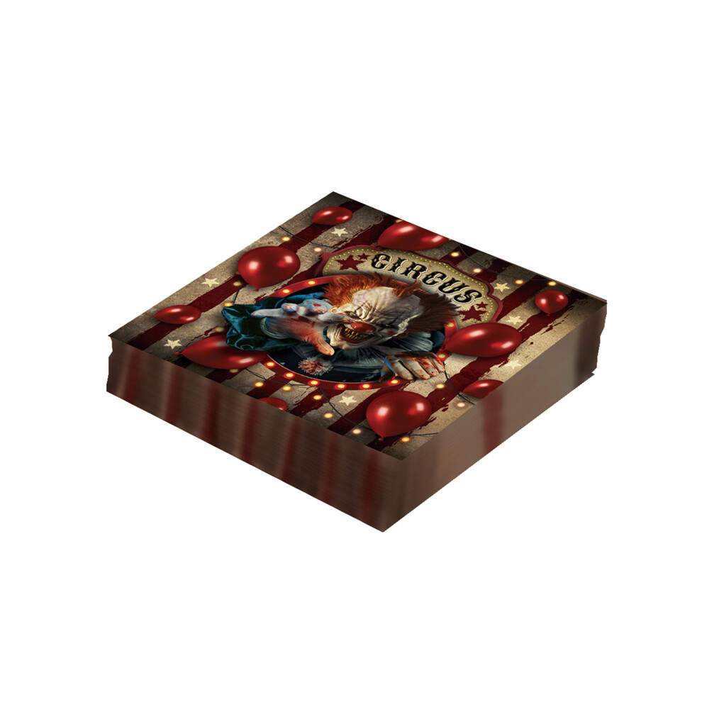 Rubies 12 Halloween Clown Paper Napkins 33 X 33 Cm