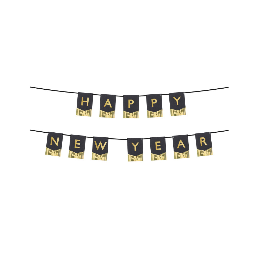 Rubies Happy New Year And Bunting Garland 135Cm Black/Gold