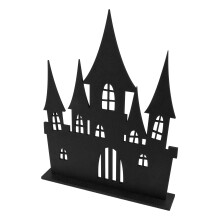 Haunted castle decoration in black wood 18 x 23 cm