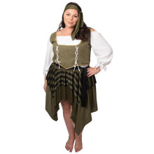 Plus size green buccaneer pirate costume for women