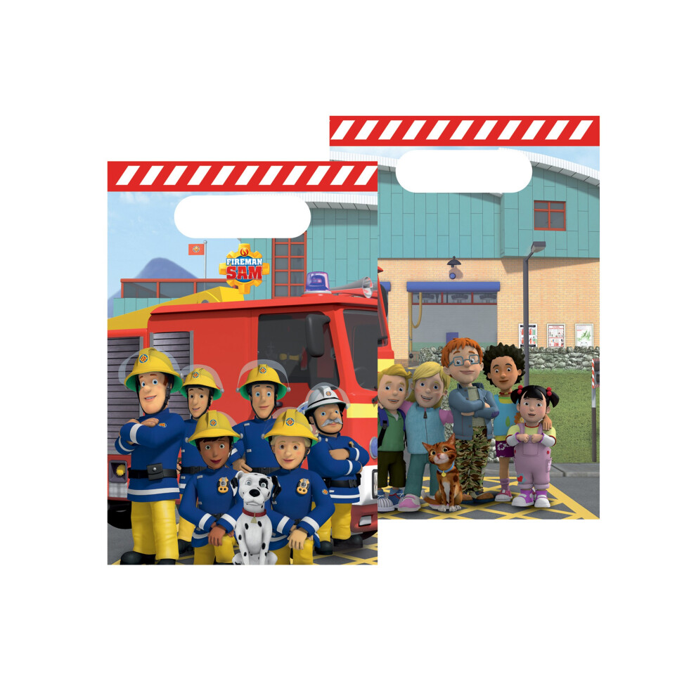 Rubies 8 Fireman Sam Plastic Bags 16 X 23 Cm