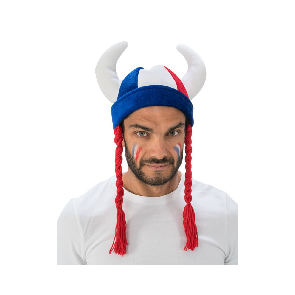 Rubies Gallic Helmet With Horns And Blue, White And Red Braids Blue,White,Red